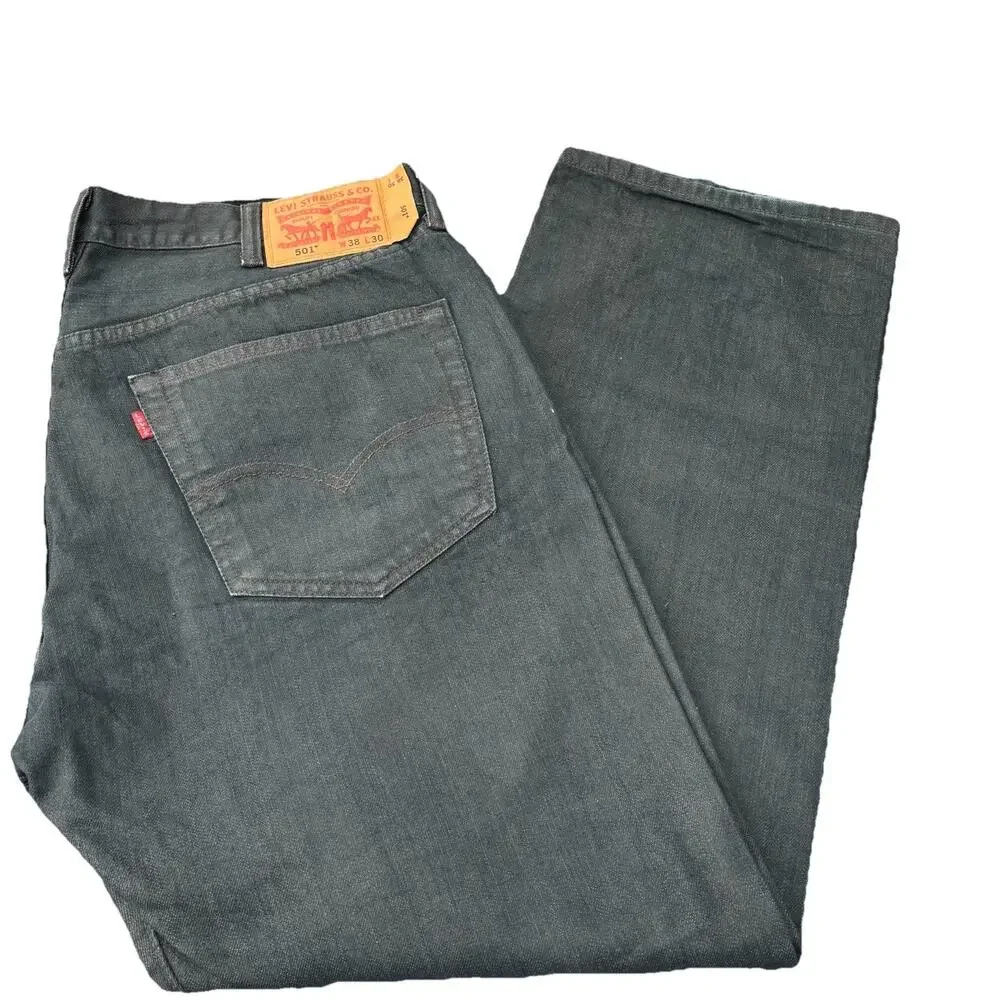 Levi’s 501 Jeans Mens 38x30 Rinse Dark Wash Straight Leg Classic Denim Excellent